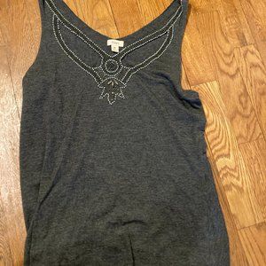 Anthropologie Cut-out Beaded tank